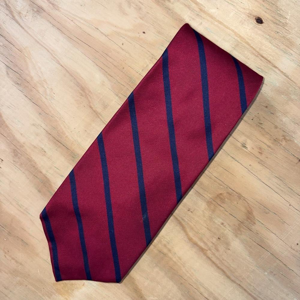 New Brooks Brothers Makers Tie Mens Red Navy Blue Striped Silk Necktie